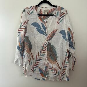 Cynthia Rowley Plus Linen Tropical‎ Button Front Tunic Top & Pants Collection